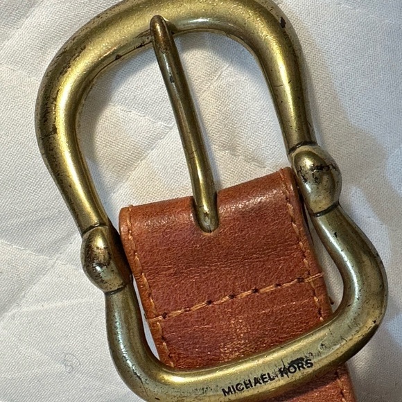 Michael Kors Brown Boho Wide Genuine Leather Beaded Studded Belt Buckle Size L - Picture 8 of 12